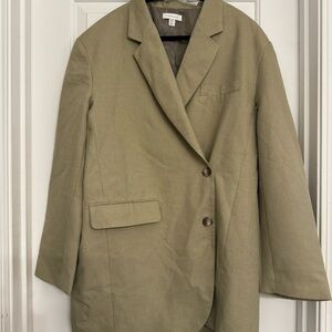 Khaki/Green Topshop Asymmetrical Blazer